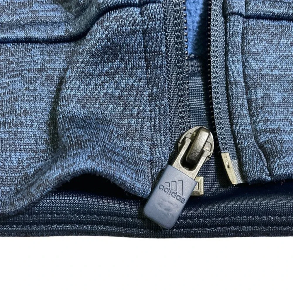 ADIDAS Mens Blue Med Zip Up Hooded‎ Jacket Climawarm
